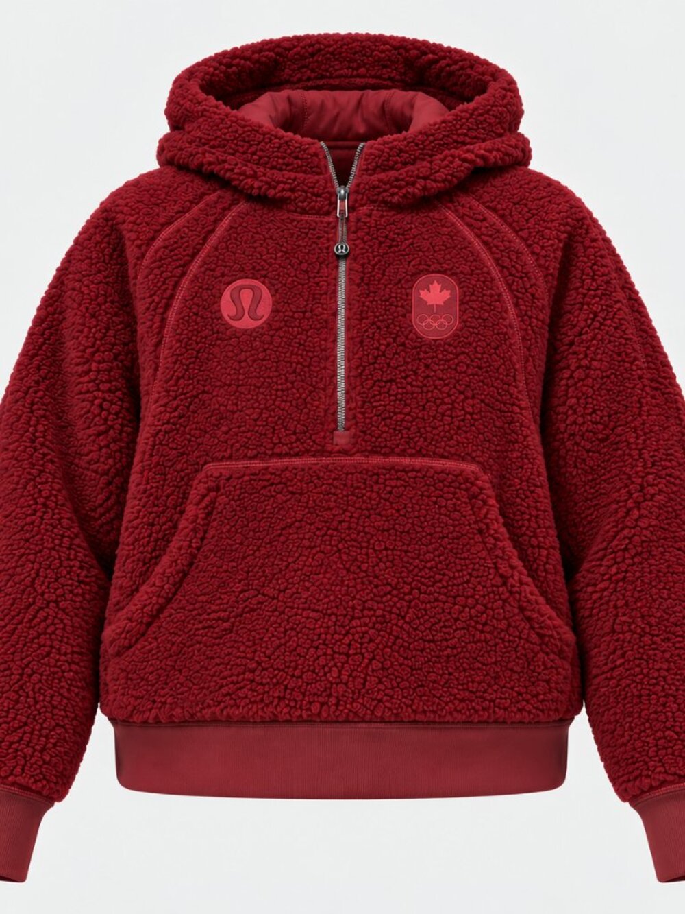 lululemon Team Canada Scuba Sherpa Half-Zip Hoodie | Burgundy | NWT